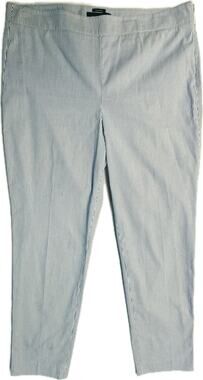 Talbots Chatham Preppy Side Zipper Ankle Pants Women 12 Striped Blue & White